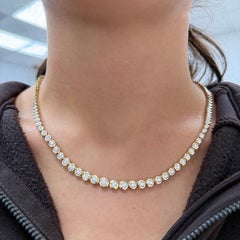 14K Gelbgold Diamant Lünette Tennis Halskette