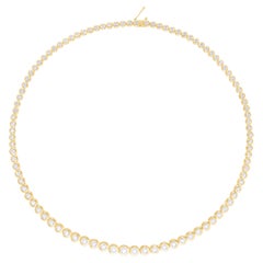14K Gelbgold Diamant Lünette Tennis Halskette