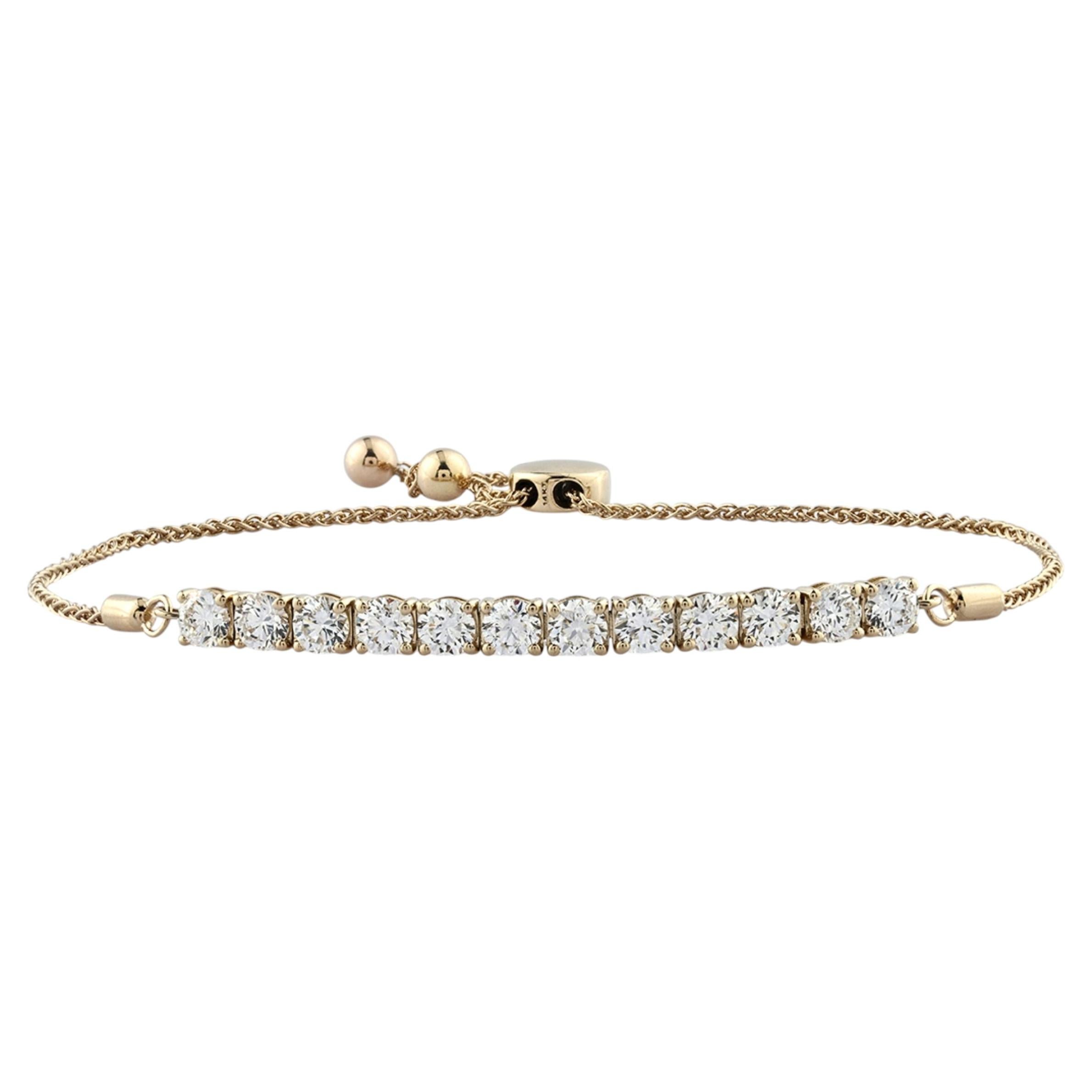 14K Yellow Gold Diamond Bolo Tennis Bracelet, 2.19ct, IGI Certified