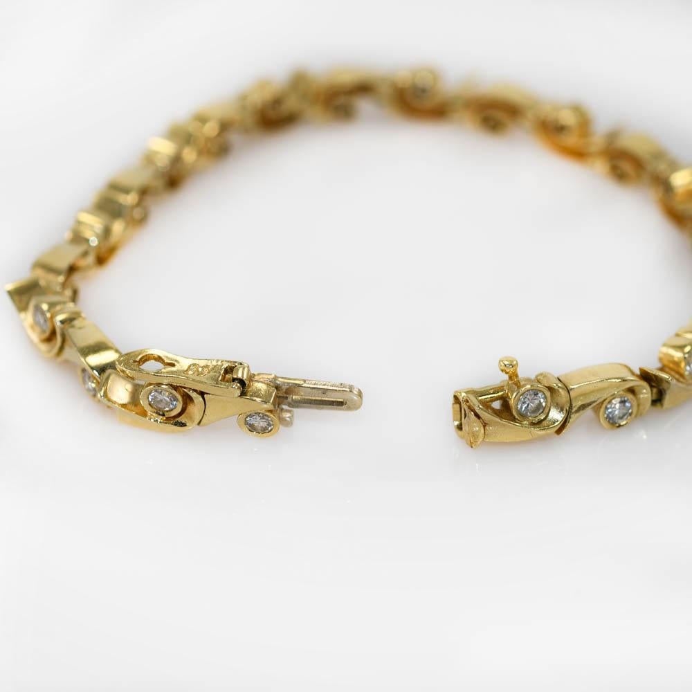 Bracelet en or jaune 14 carats avec diamants de 1,00 carat, 14,3 grammes en vente 4