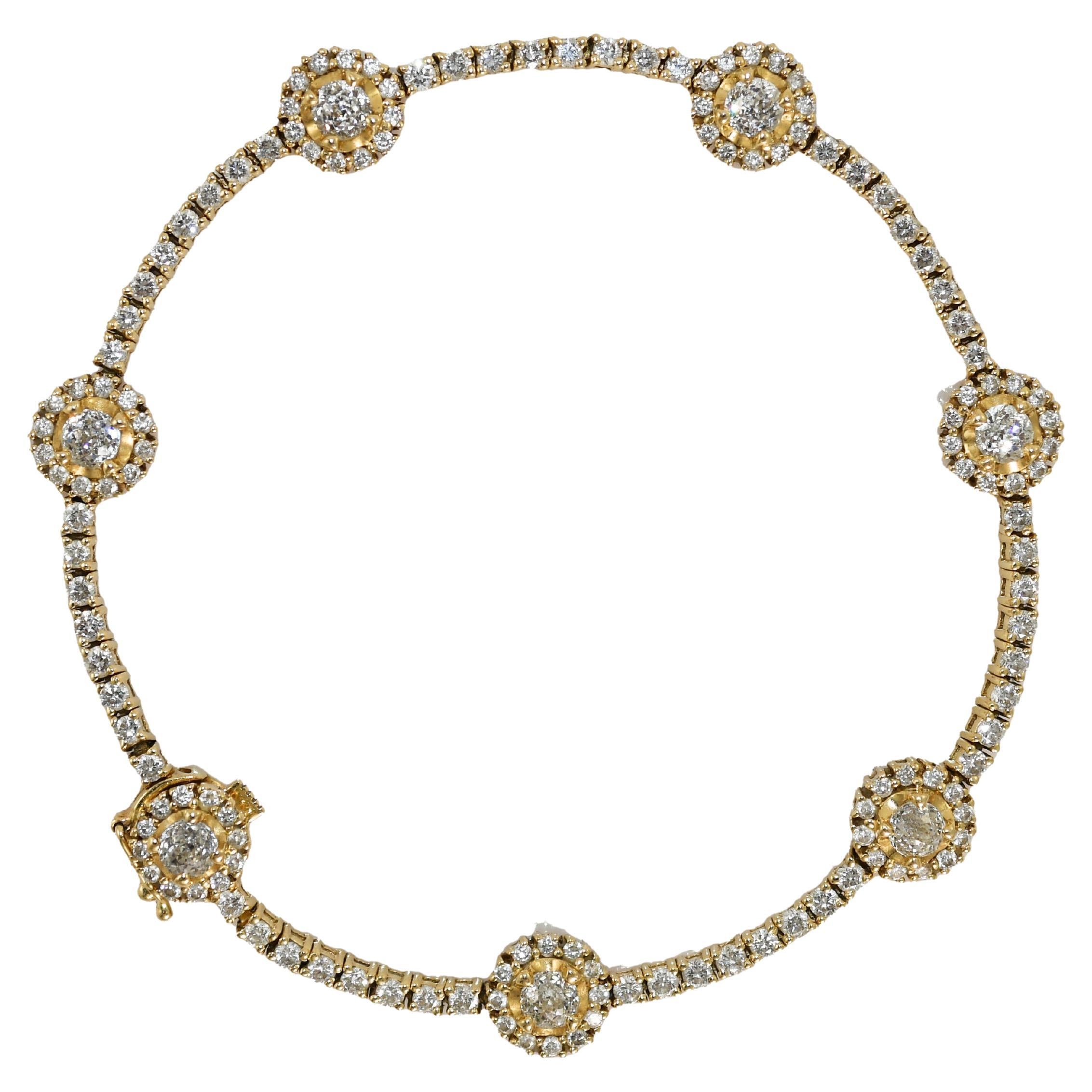 14K Yellow Gold Diamond Bracelet 4.95ct