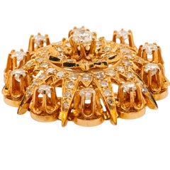 14k Yellow Gold Diamond Brooch
