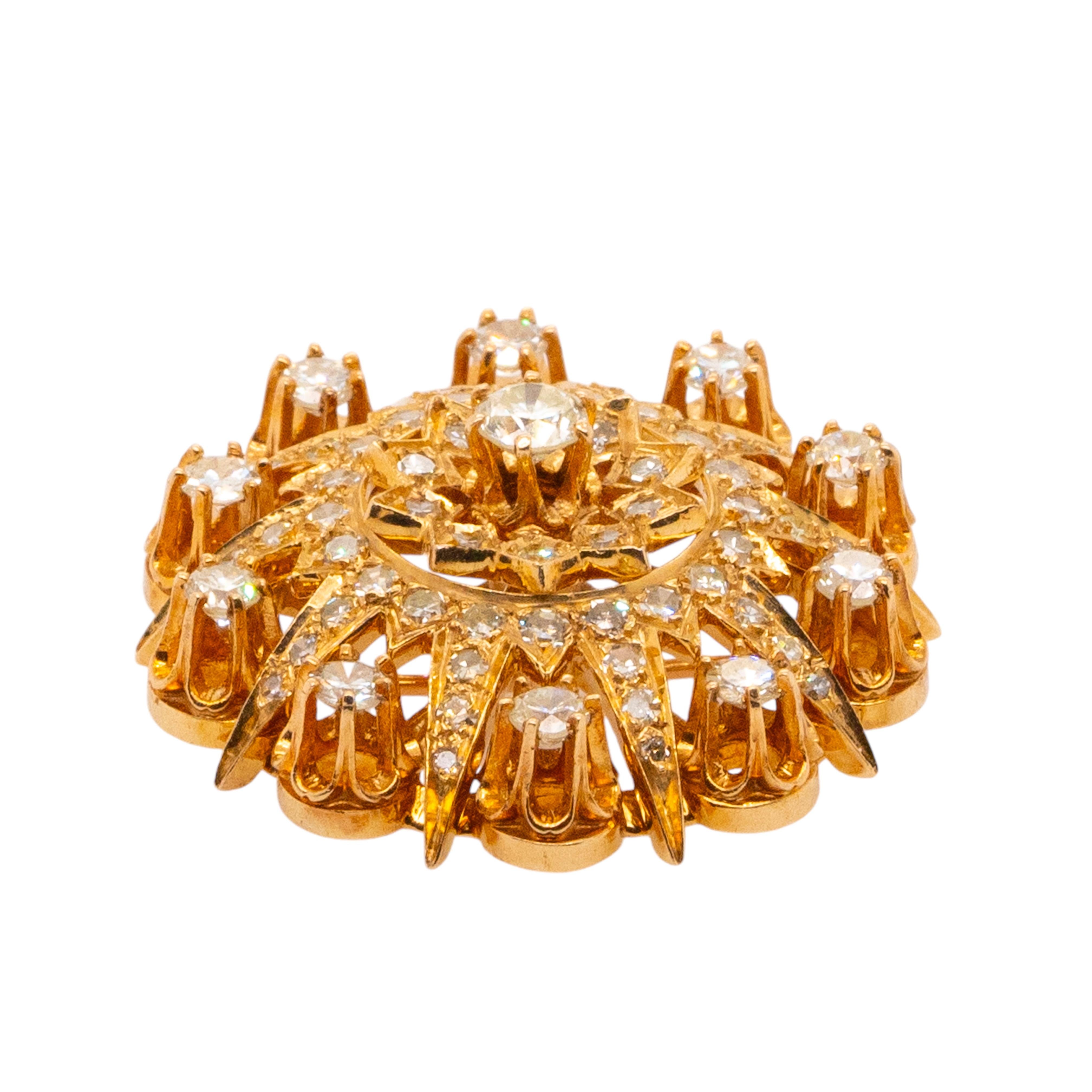 Spilla con diamante in oro giallo 14k In condizioni ottime in vendita a Boca Raton, FL