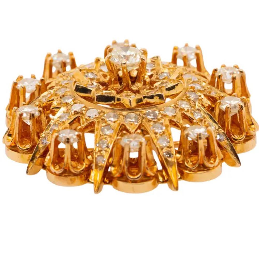 Spilla con diamante in oro giallo 14k in vendita 1