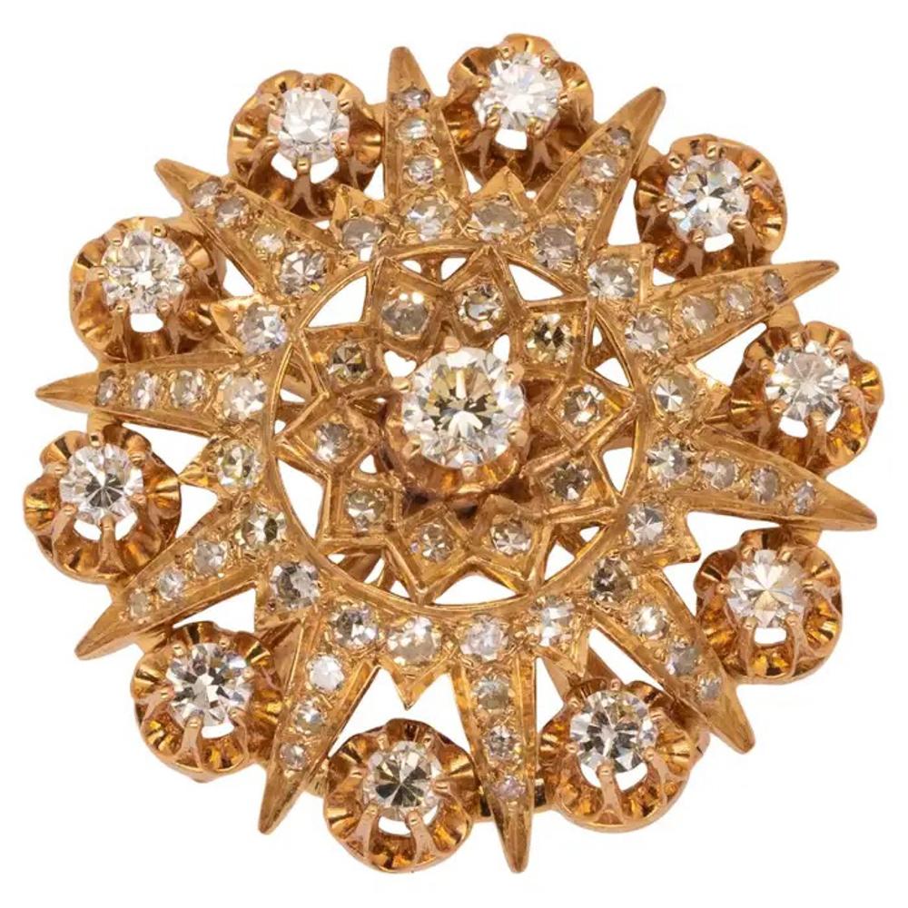 Spilla con diamante in oro giallo 14k in vendita 2