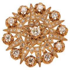 14k Yellow Gold Diamond Brooch