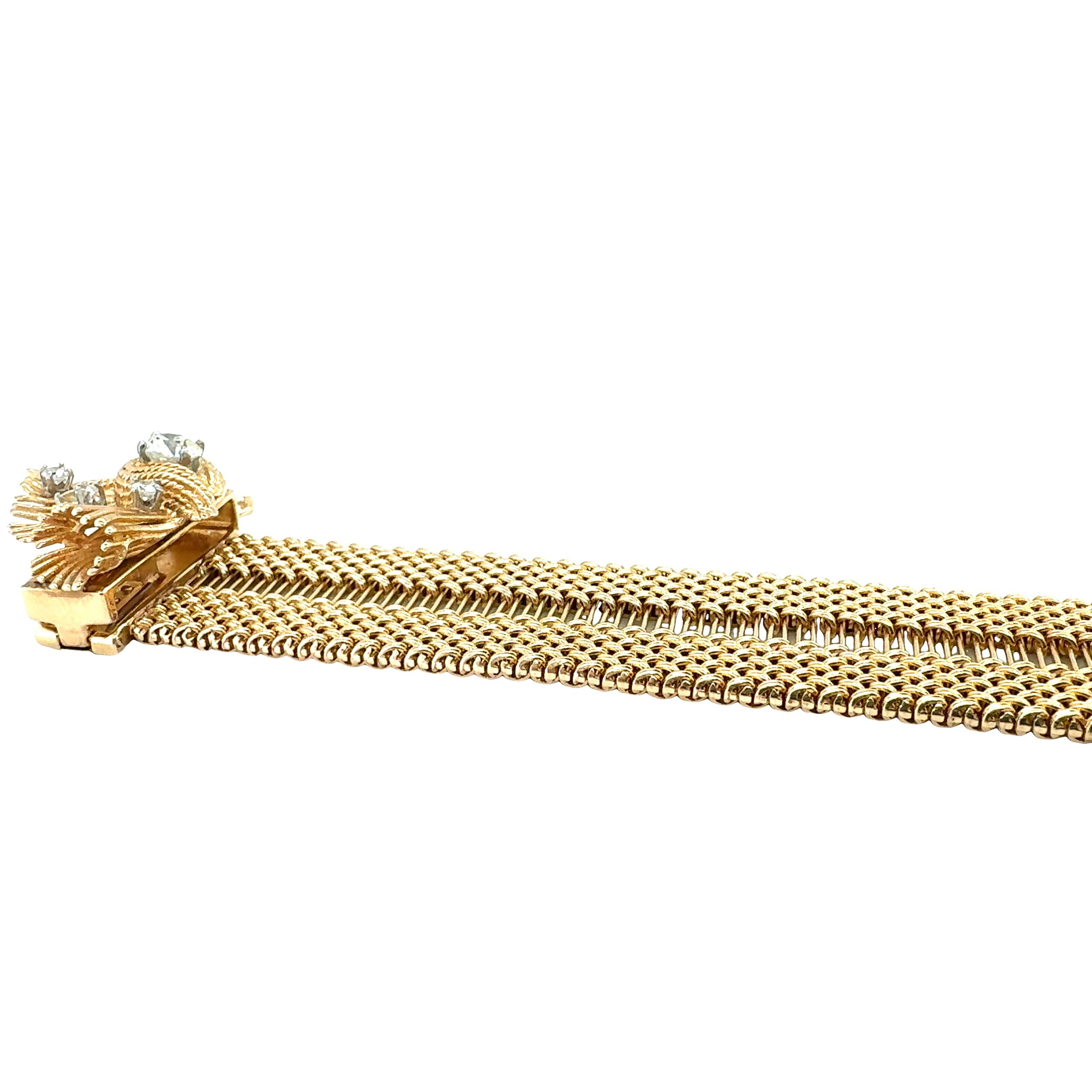 De las mujeres Pulsera Hebilla Diamante Oro Amarillo 14K en venta