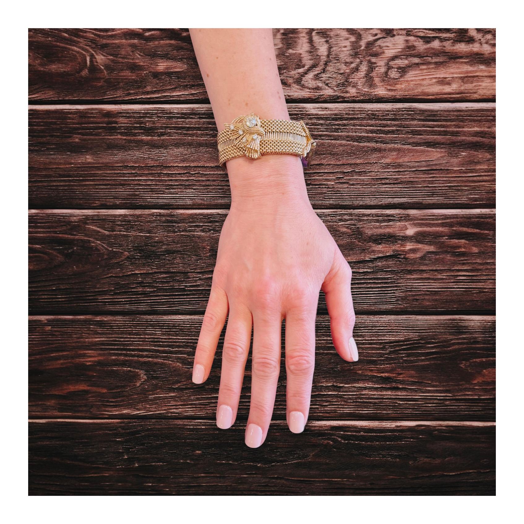 Pulsera Hebilla Diamante Oro Amarillo 14K en venta 1
