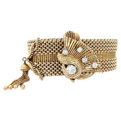 Armband aus 14 Karat Gelbgold mit Diamantschnalle