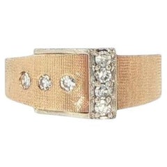 14K Yellow Gold Diamond Buckle Ring