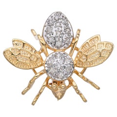 14k Yellow Gold Diamond Bumblebee Brooch