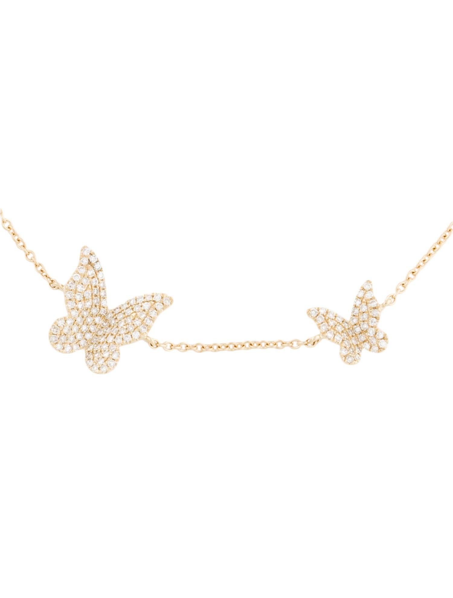 Butterfly Chain Design Bracelet: This beautiful and eye-catching Butterfly Bracelet is made of 14K Gold and features 0.35 carats of natural round white Diamonds; the bracelet length is adjustable from 6.75
