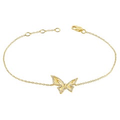 14K Yellow Gold Diamond Butterfly Chain Bracelet