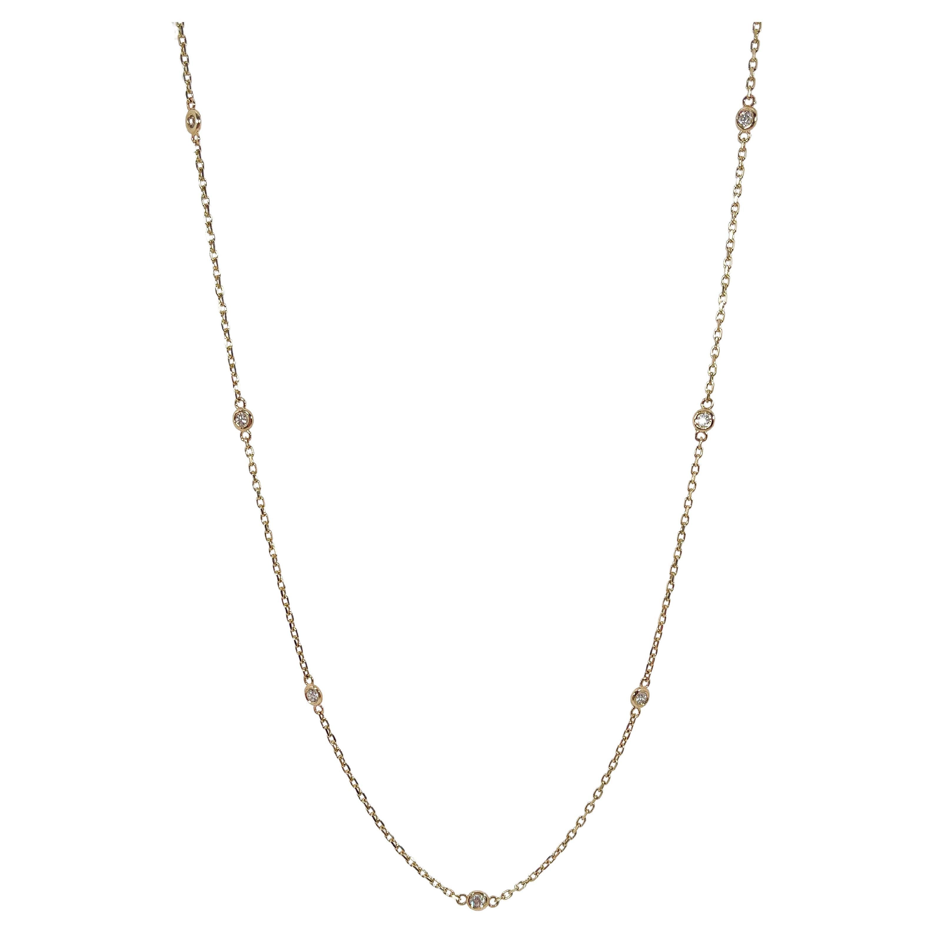14K Yellow Gold Diamond By The Yard .30 CTW Necklace For Sale