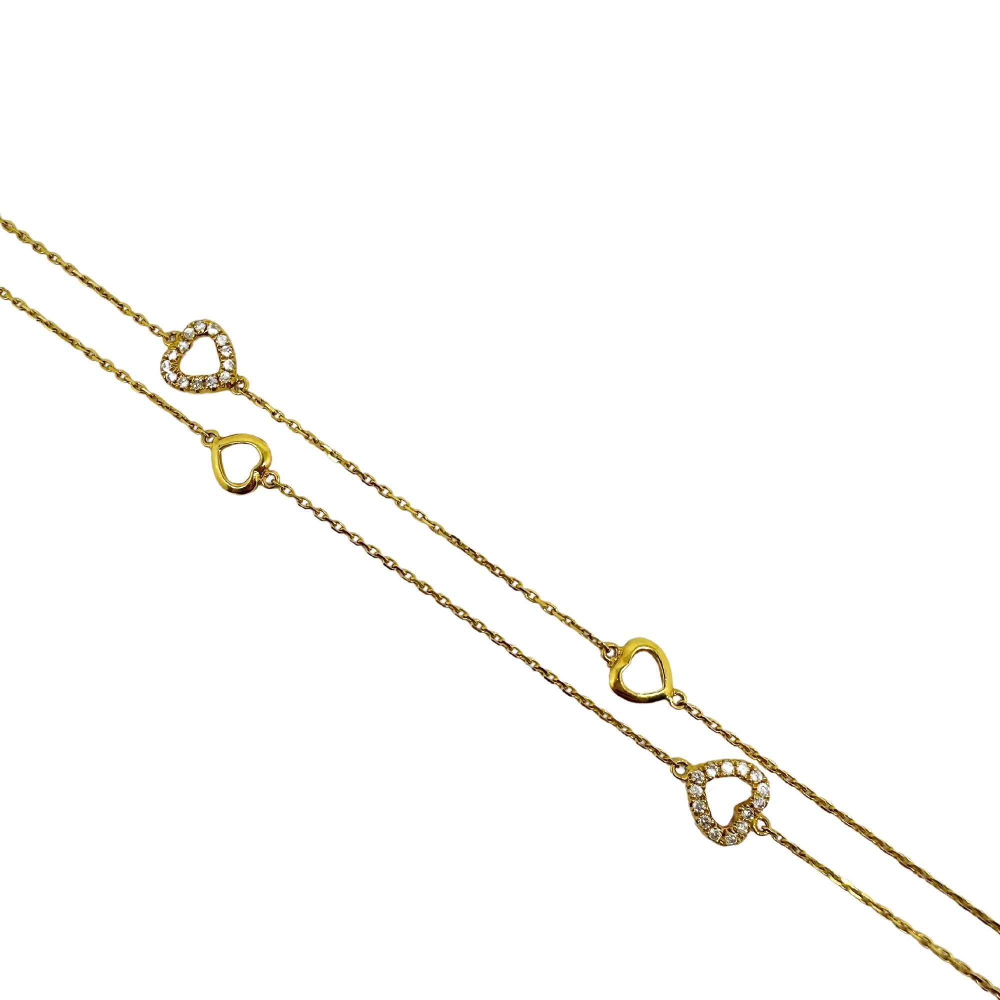 14K Gelbgold Diamant By the Yard Kette Herz-Halskette - 23 Zoll (Moderne) im Angebot