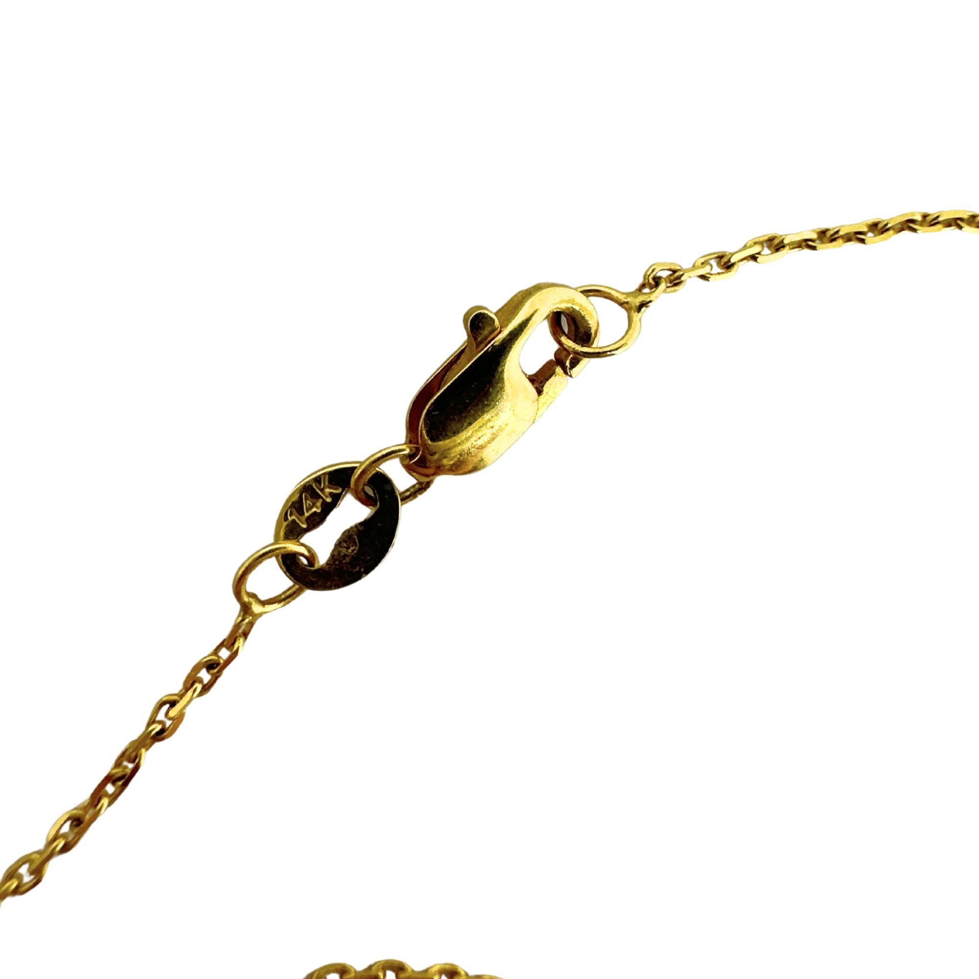 14K Gelbgold Diamant By the Yard Kette Herz-Halskette - 23 Zoll (Rundschliff) im Angebot