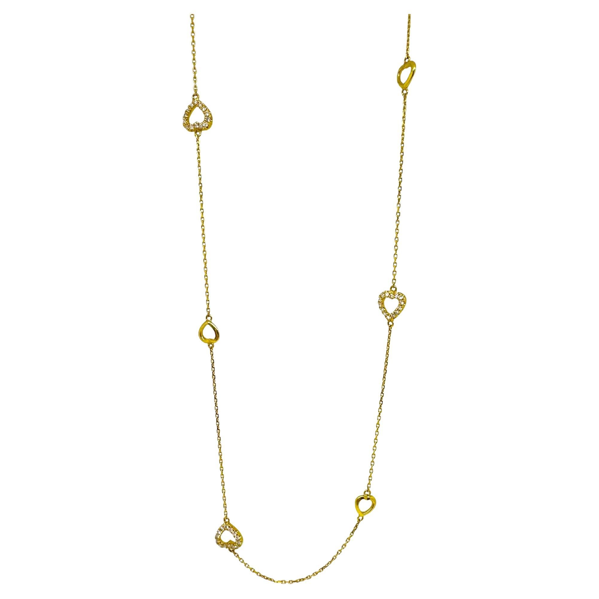 14K Gelbgold Diamant By the Yard Kette Herz-Halskette - 23 Zoll