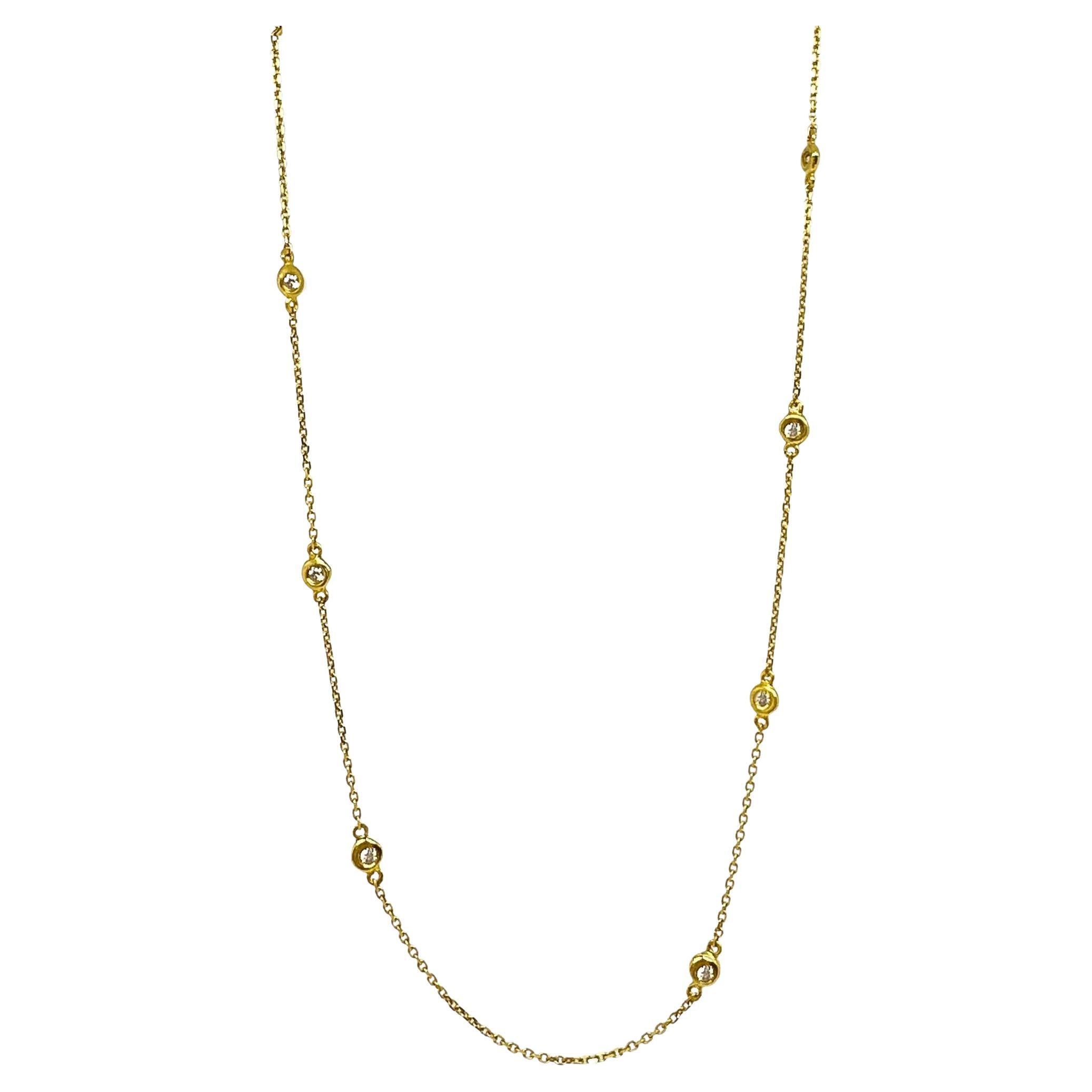 14K Yellow Gold Diamond By the Yard Chain Necklace - 18 inches