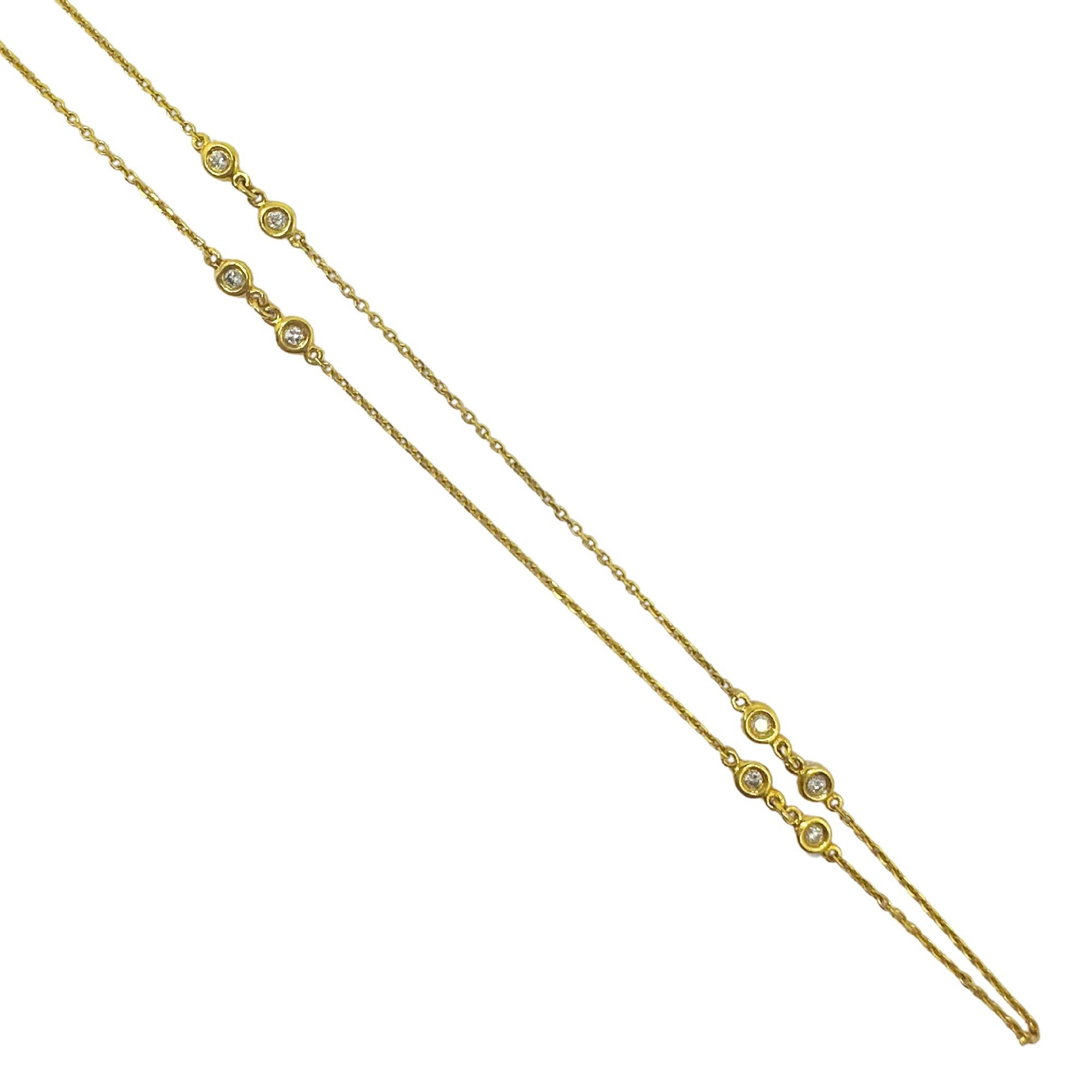 14K Yellow Gold Diamond By the Yard Chain Necklace - 19 inches In Good Condition For Sale In New York, NY