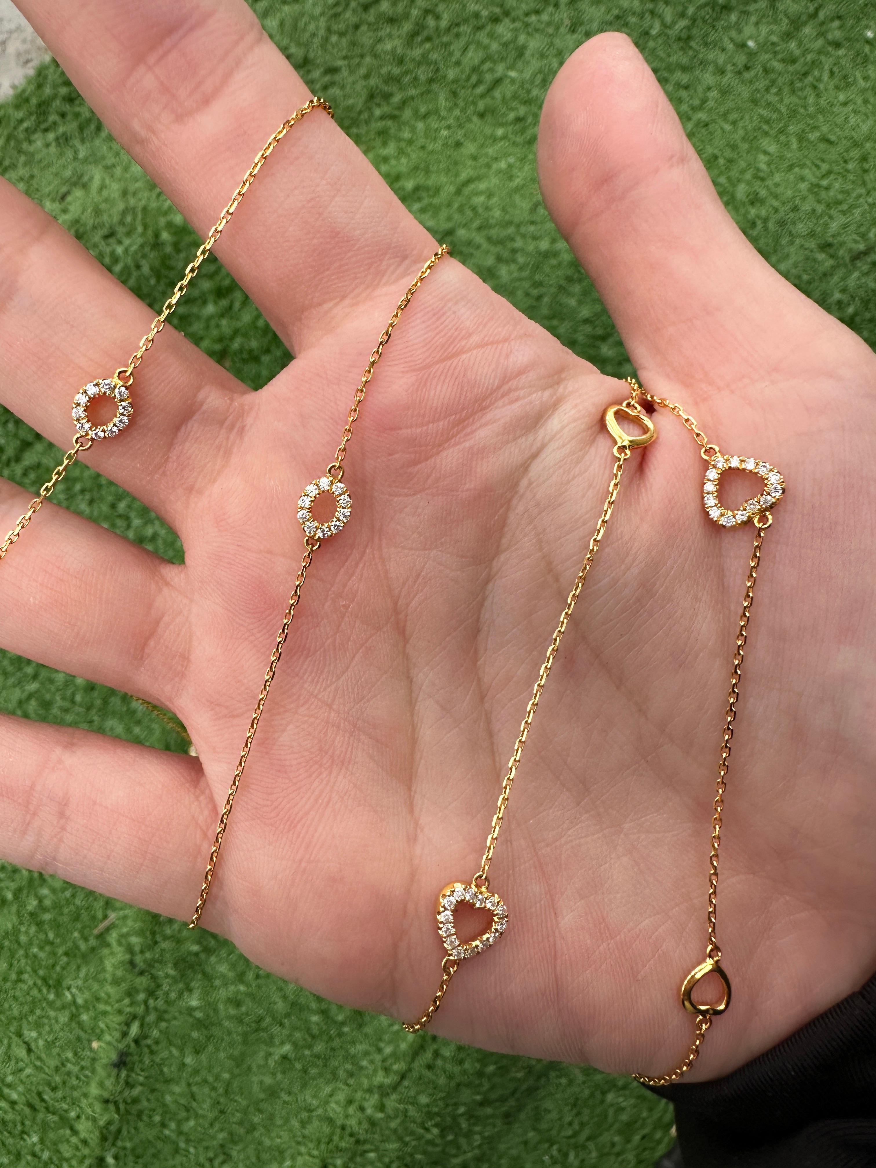 14K Gelbgold Diamant By the Yard Kette Halskette - 22 Zoll im Angebot 1
