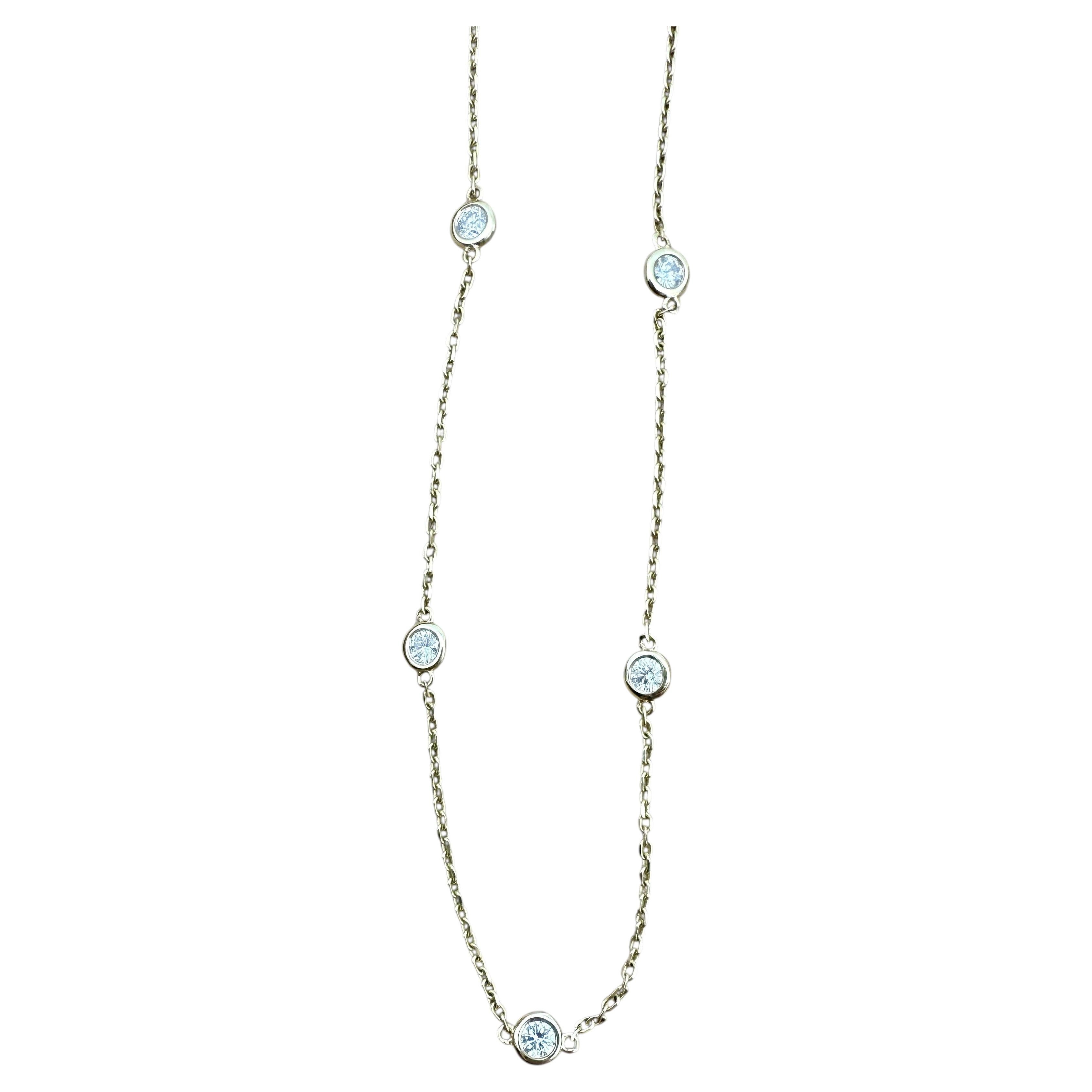 14K Yellow Gold Diamond By The Yard Necklace 1.0 Carats