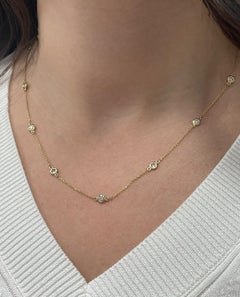 14K Yellow Gold Diamond By The Yard Necklace 1.05 Carats