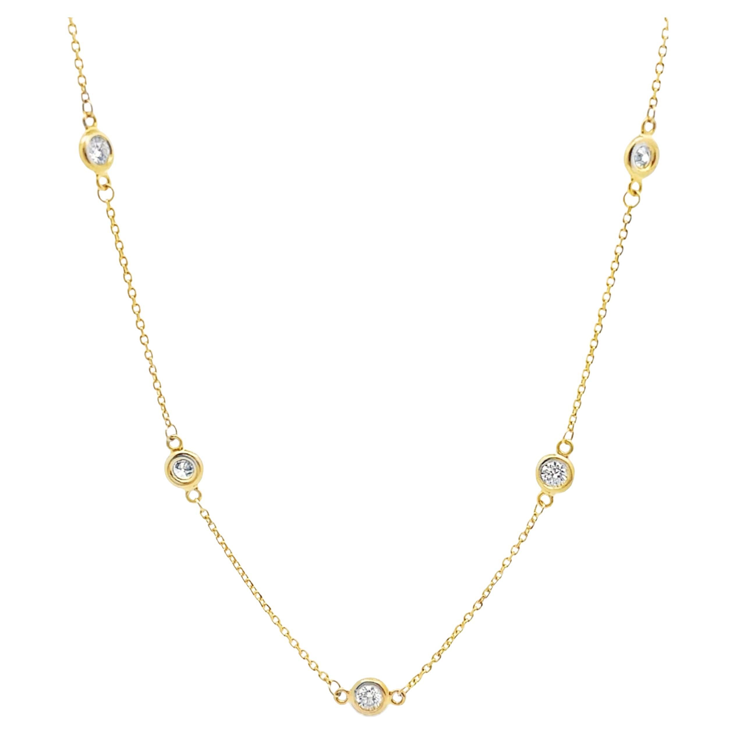 Collier en or jaune 14K avec diamants de 1,05 carats en vente
