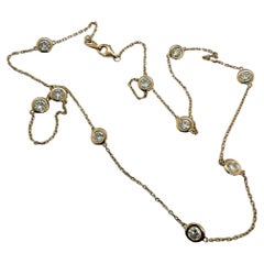 14K Yellow Gold Diamond By The Yard Necklace 1.5 Carats