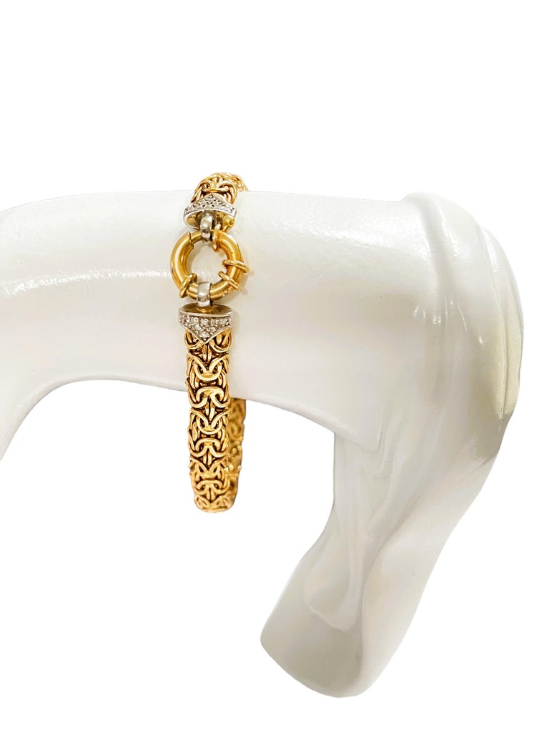 Atasay Kuyumculuk Bracelet en or jaune 14 carats avec diamants et byzantins  En vente sur 1stDibs