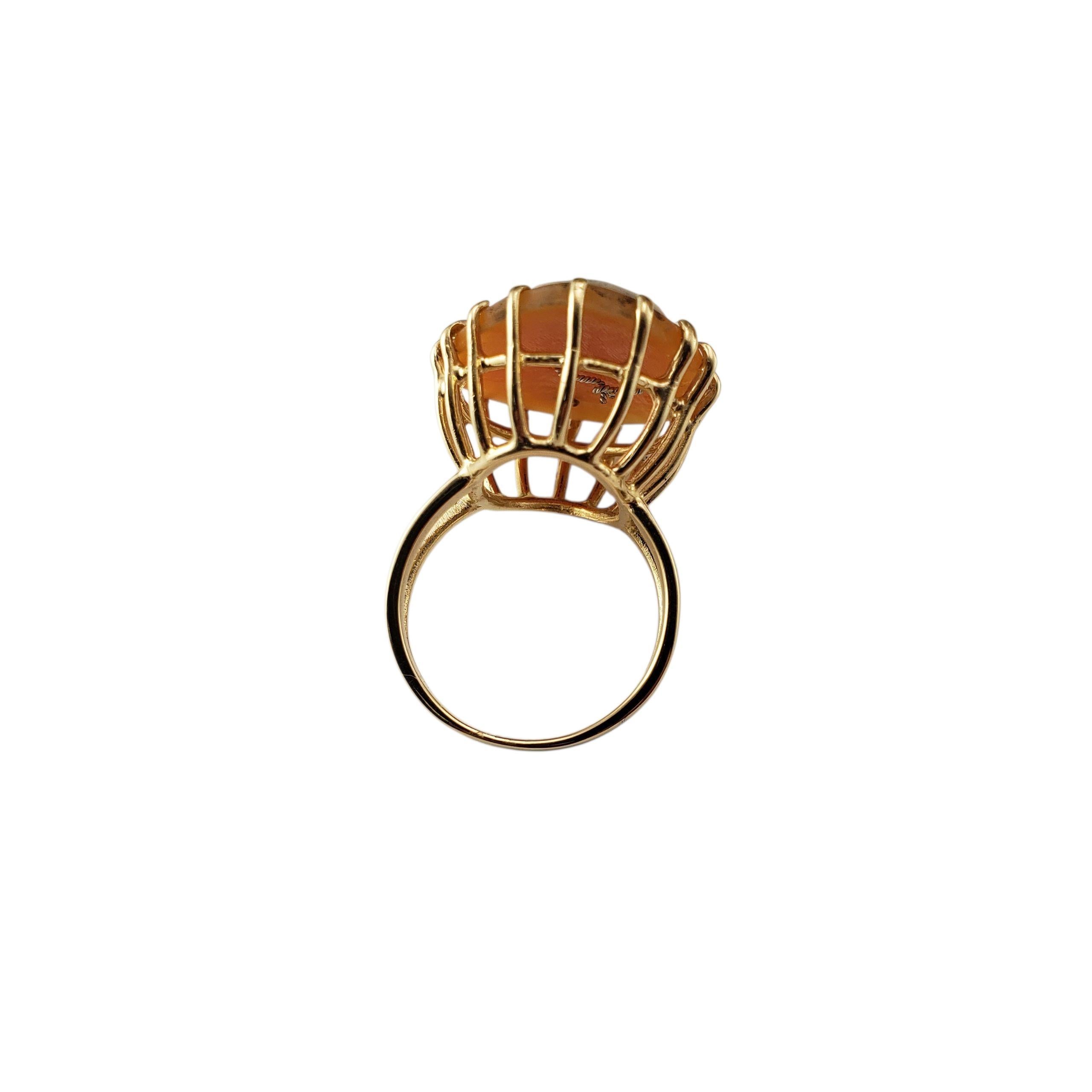 Anello Cameo con diamante in oro giallo 14K misura 7,5 #22487 in vendita 1