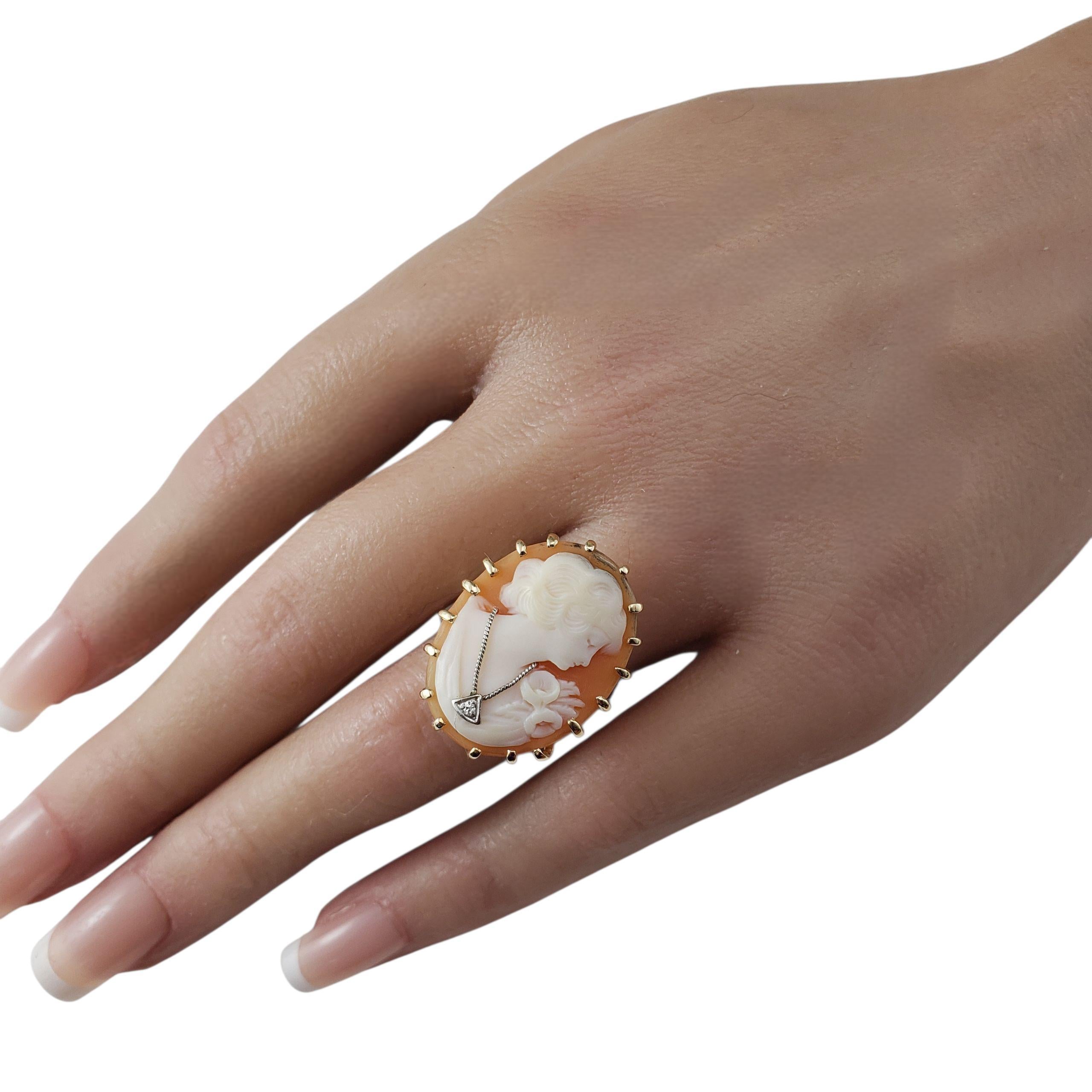 Anello Cameo con diamante in oro giallo 14K misura 7,5 #22487 in vendita 3