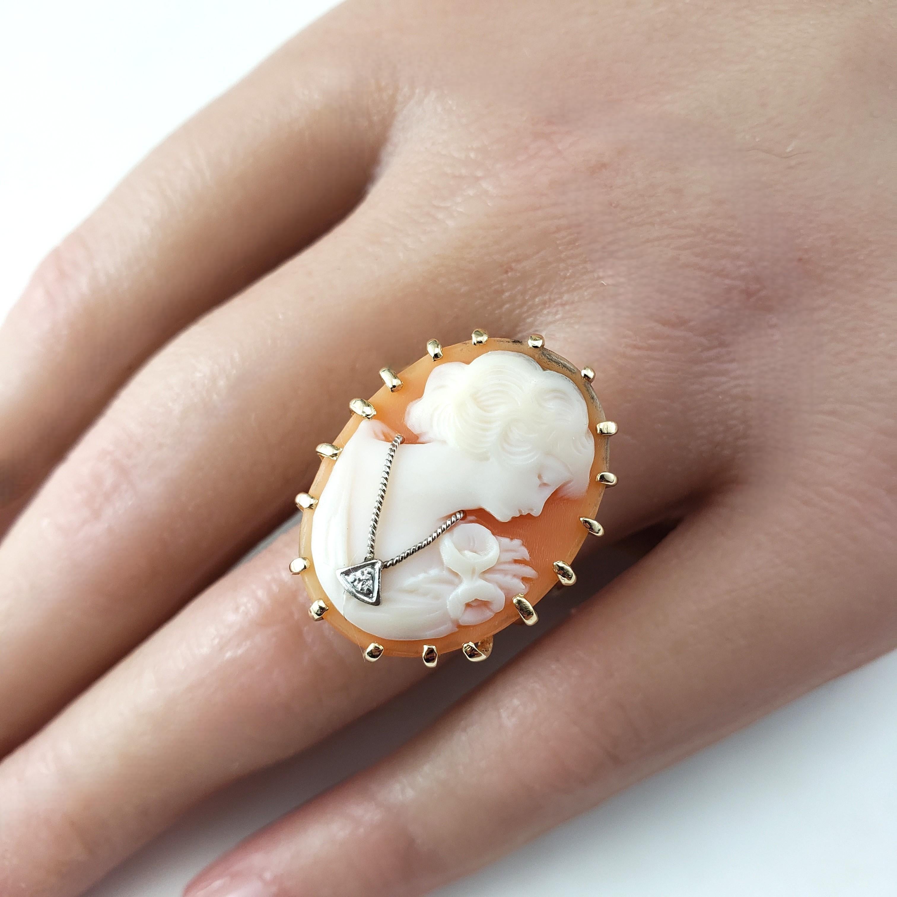Anello Cameo con diamante in oro giallo 14K misura 7,5 #22487 in vendita 4