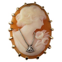 14K Yellow Gold Diamond Cameo Ring Size 7.5 #22487