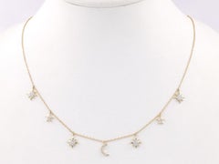 Collier à breloques en or jaune 14K avec diamants et rayonnement céleste