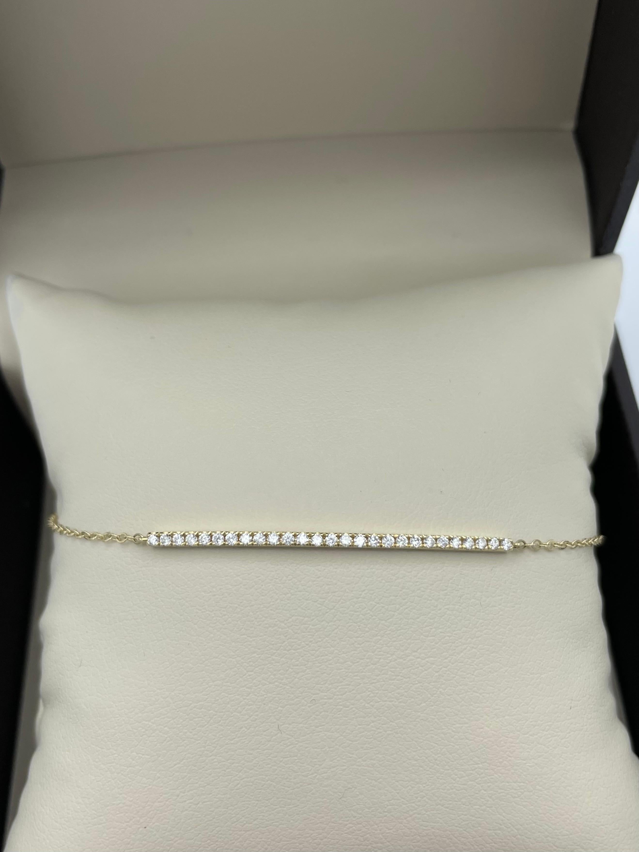 Contemporary 14K Yellow Gold Diamond Chain Bracelet For Sale