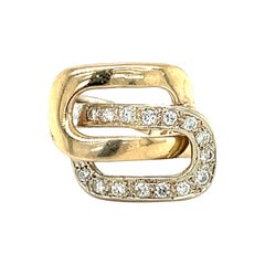 14K Yellow Gold Diamond Chain Ring