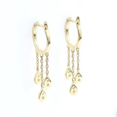 14Kt Yellow Gold Diamond Chandelier Huggie Earrings
