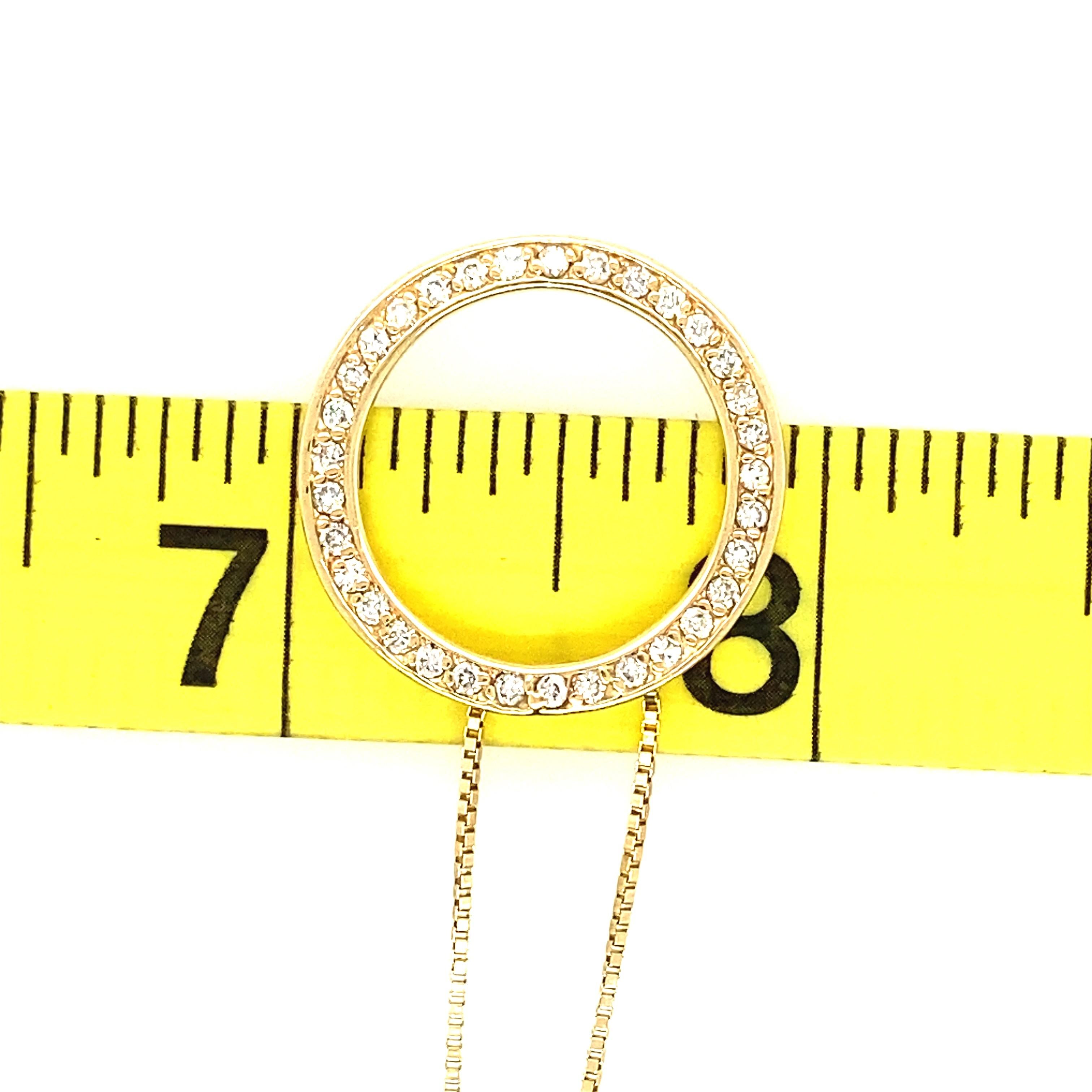 14K Yellow Gold Diamond Circle Love Pendant on 16