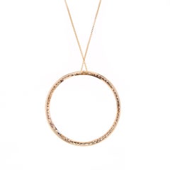 14 Karat Yellow Gold Diamond Circle Pendant Necklace
