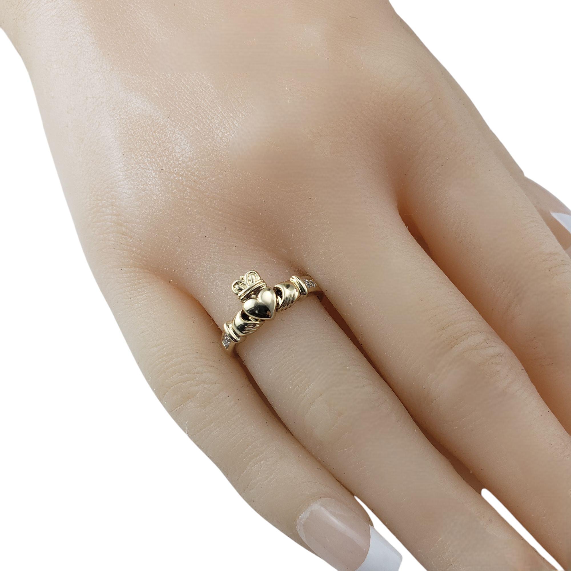 14K Yellow Gold Diamond Claddagh Opening Arms Eternity Ring Size 5.5 #21115 7