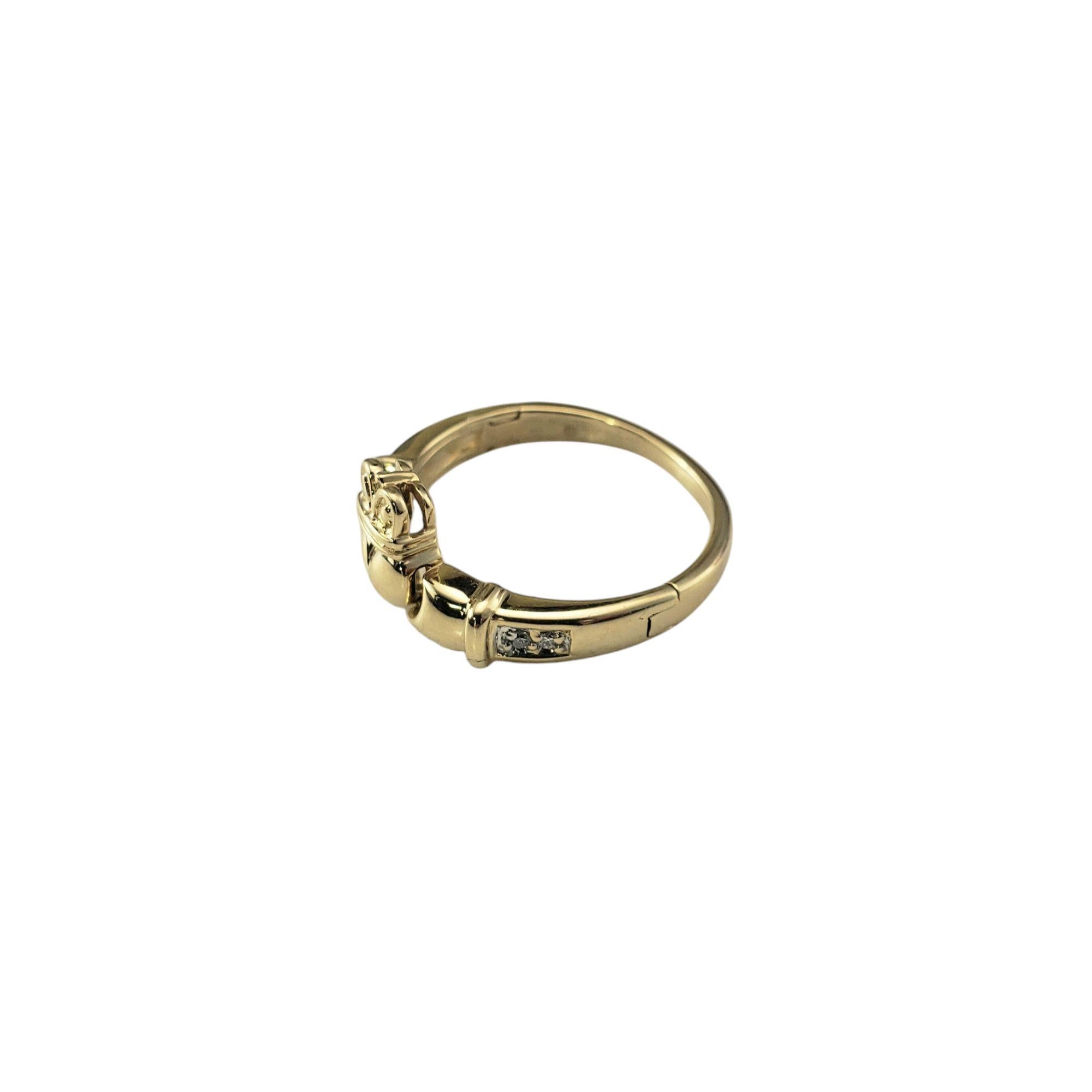 14K Yellow Gold Diamond Claddagh Opening Arms Eternity Ring Size 5.5 #21115 In Good Condition In Washington Depot, CT
