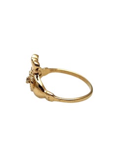 14K Gelbgold Diamant Claddagh Ring Größe 4 #24312