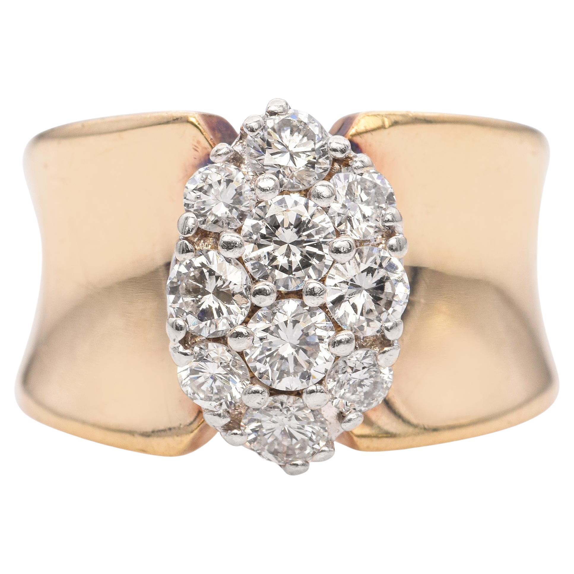 14 Karat Gelbgold Diamant-Cluster-Ring