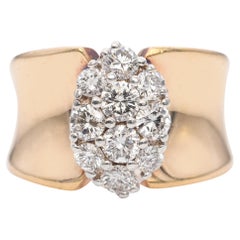 14 Karat Gelbgold Diamant-Cluster-Ring