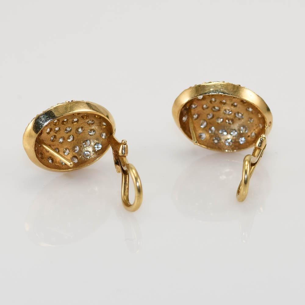14K Yellow Gold Diamond Cluster Earrings 2.00TDW, 7gr For Sale 5