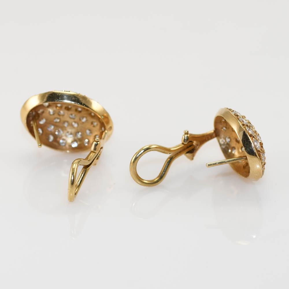 14K Yellow Gold Diamond Cluster Earrings 2.00TDW, 7gr For Sale 6