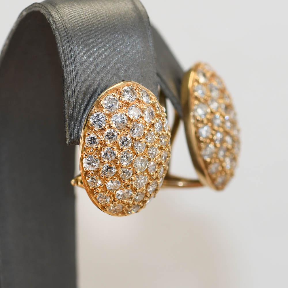 Women's 14K Yellow Gold Diamond Cluster Earrings 2.00TDW, 7gr For Sale