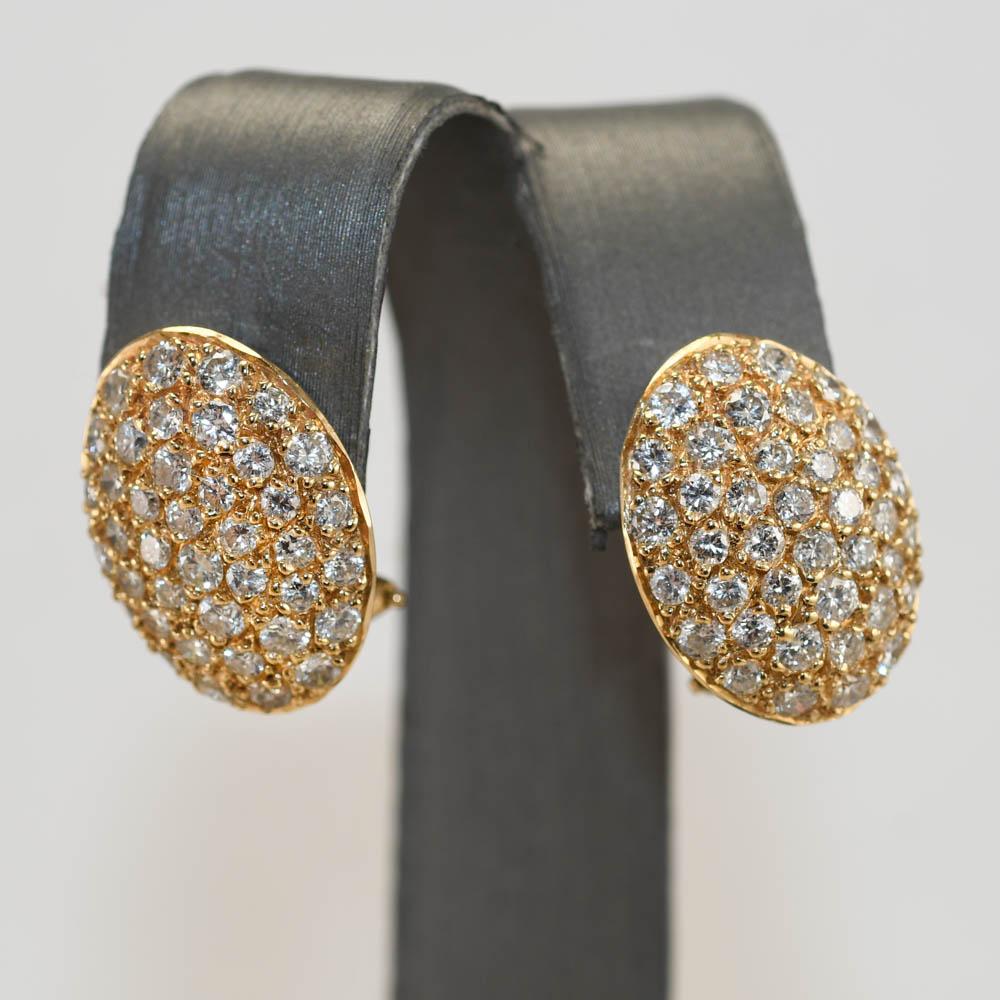 14K Yellow Gold Diamond Cluster Earrings 2.00TDW, 7gr For Sale 2