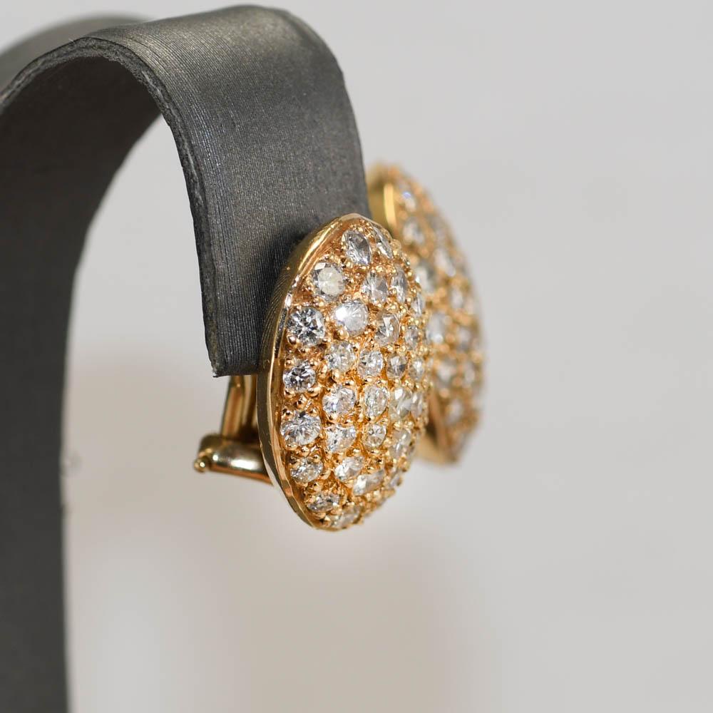 14K Yellow Gold Diamond Cluster Earrings 2.00TDW, 7gr For Sale 3