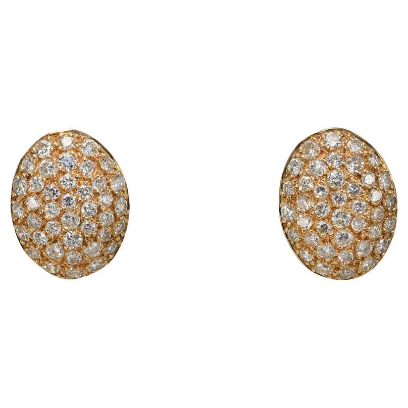 14K Yellow Gold Diamond Cluster Earrings 2.00TDW, 7gr For Sale